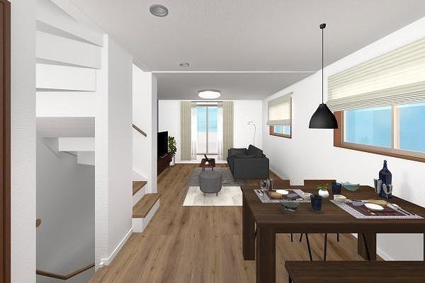 「旗の台」 新築一戸建て リビングダイニング完成予想パース