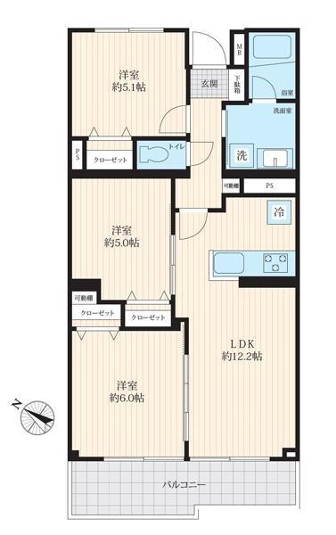 上野毛ガーデンハイツ B棟 間取図